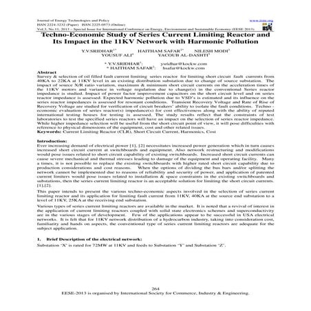 Techno economic study of series current limiting reactor and its impact in th...