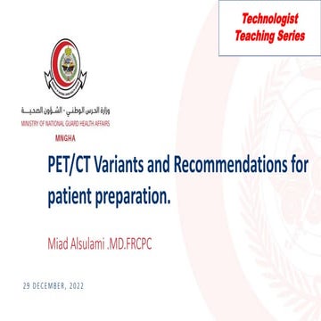 PET CT Variants and Recommendations for Patient Preparation. | PPT