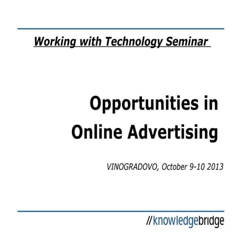 KB Seminars: Working with Technology - Advertising; 10/13