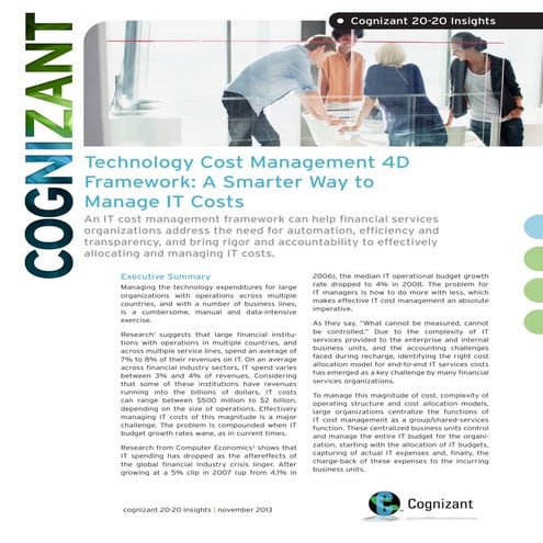 Technology Cost Management 4D Framework: A Smarter Way to Manage IT Costs