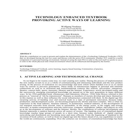 Technology Enhanced Textbook - Provoking active ways of learning