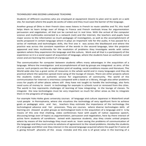 Technology And Second Language Teaching