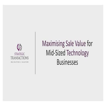 Technology businesses   Maximise Sale Value