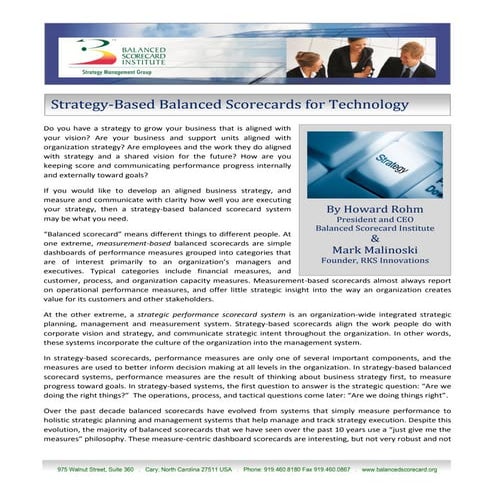 Technology Company Balanced Scorecard Systems 06222010 Final
