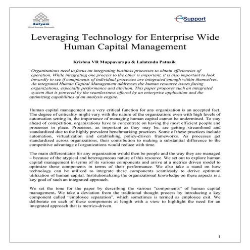 Technology For Enterprise Human Resource Management