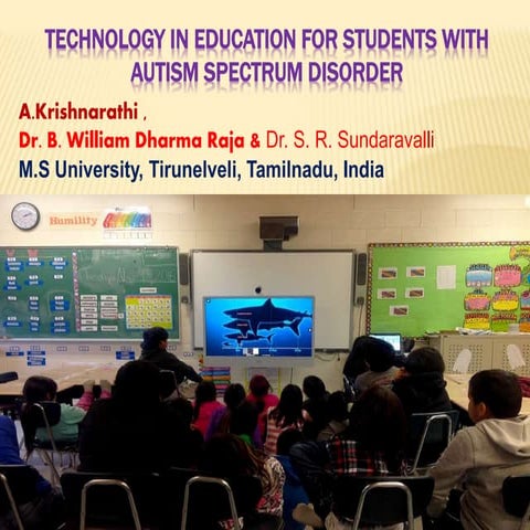 Technology in education for students with autism spectrum disorder | PPTX