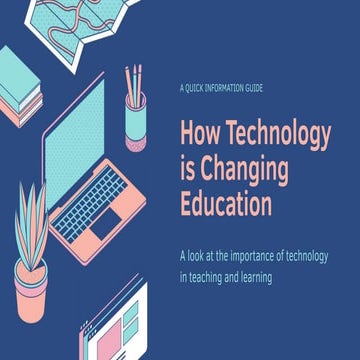 Technology in Education Technology Presentation in Blue Peach Illustrative St...