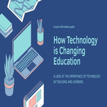 Technology in Education Technology Presentation in Blue Peach Illustrative St...