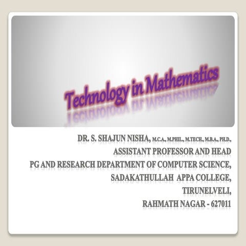 Technology in maths and maths in technology | PPT