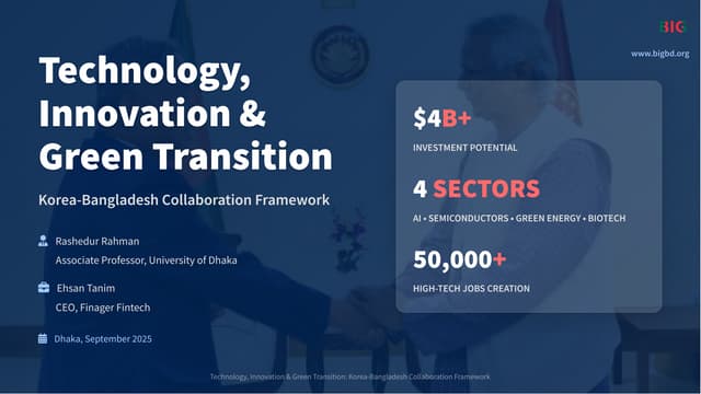 Technology, Innovation & Green Transition: Korea-Bangladesh Collaboration Fra...