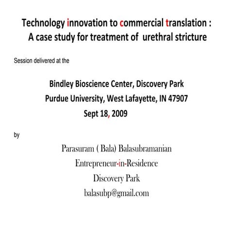 Technology innovation to commercial translation