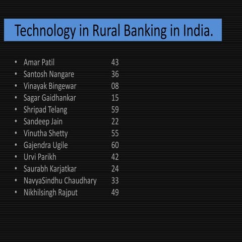 Technology in rural banking