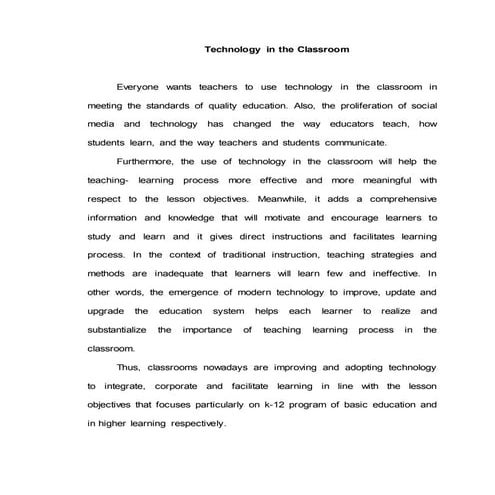 Technology in the classroom