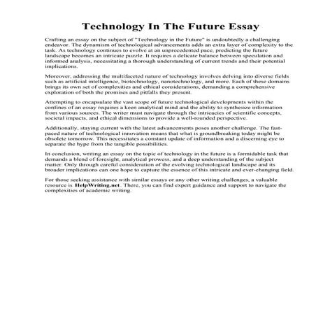 Technology In The Future Essay. 001 P1 Essay On Technology  Thatsnotus