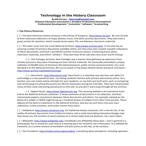 Technology in the history classroom