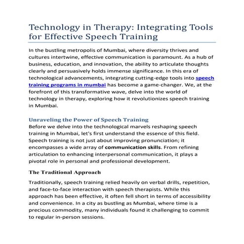 speech therapy | PPTX
