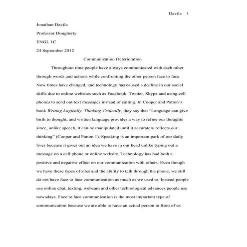 Technology and Communication Effects on Life