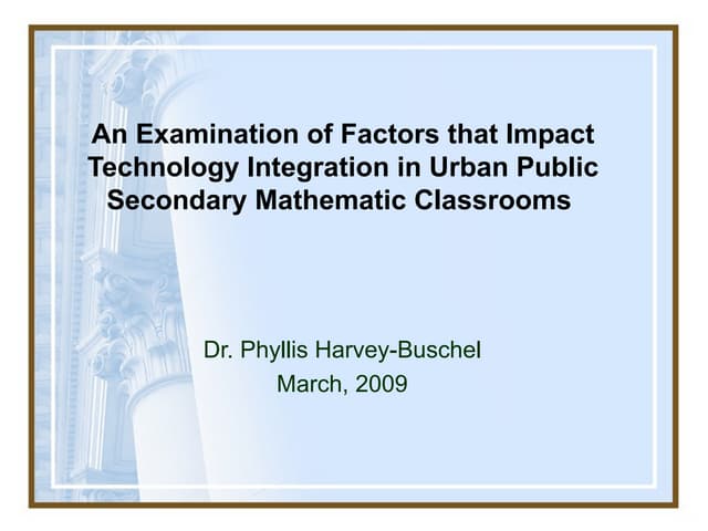 Technology Integration in Mathematics Instruction in Urban Public Schools