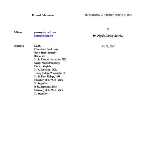 Technology Integration in Urban Public Schools Brochure