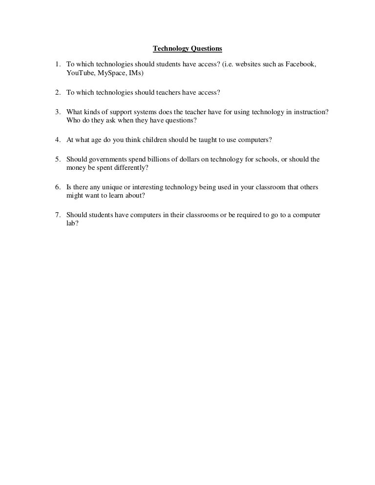 Technology questions