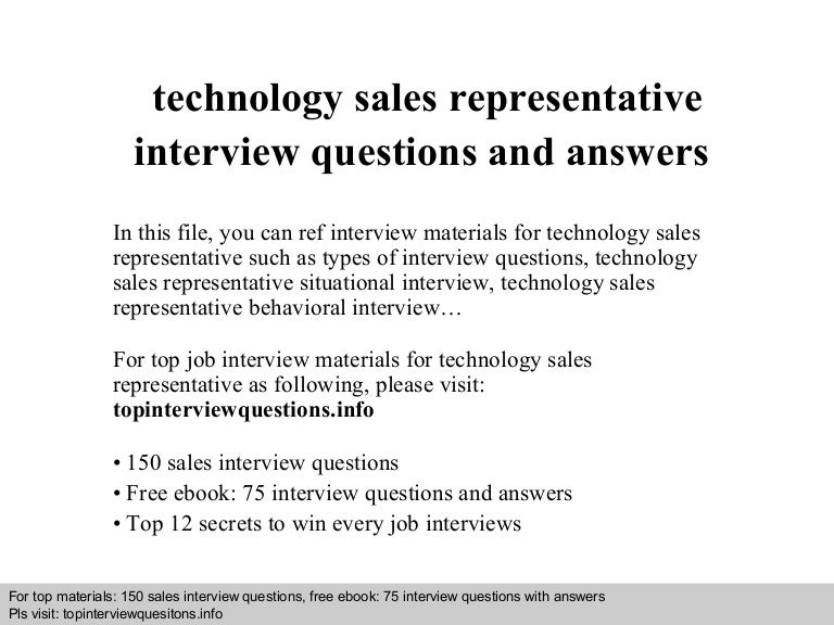 technology sales representative interview questions and answers interview questions for supervisors