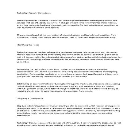 Technology Transfer Consultants