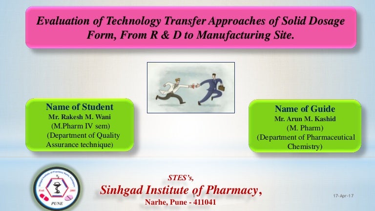 Technology Transfer In Pharmaceutical Industry