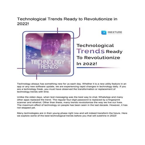 Technological Trends Ready to Revolutionize in 2022! 