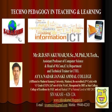 Techno Pedagogy in Teaching and Learning - R.D.Sivakumar