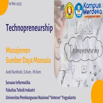 Technopreneurship - 8 Manajemen Sumber Daya Manusia
