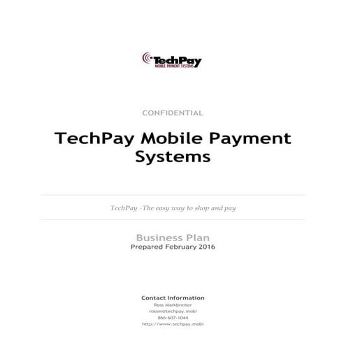 Techpay.mobi mobile payment systems business plan.