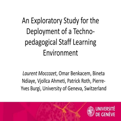 Techno Pedagogical Staff Learning Environment