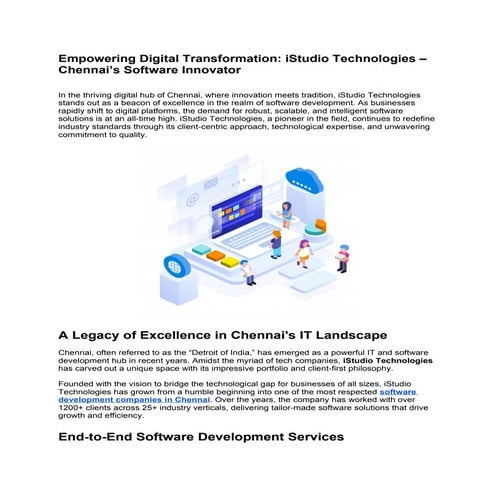Empowering Digital Transformation: iStudio Technologies – Chennai’s Software Innovator