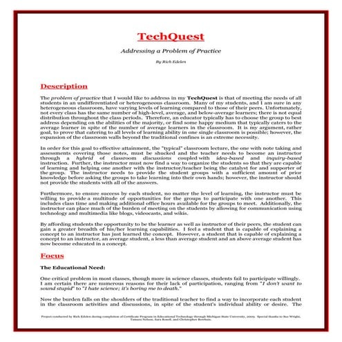 Tech Quest Project   Rich Edelen