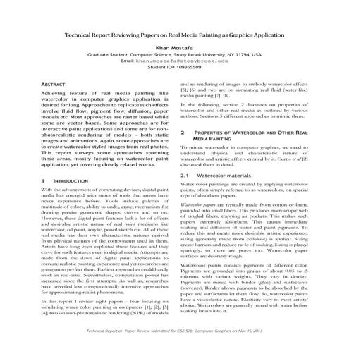Survey on real media paint simulation in Computer Graphics