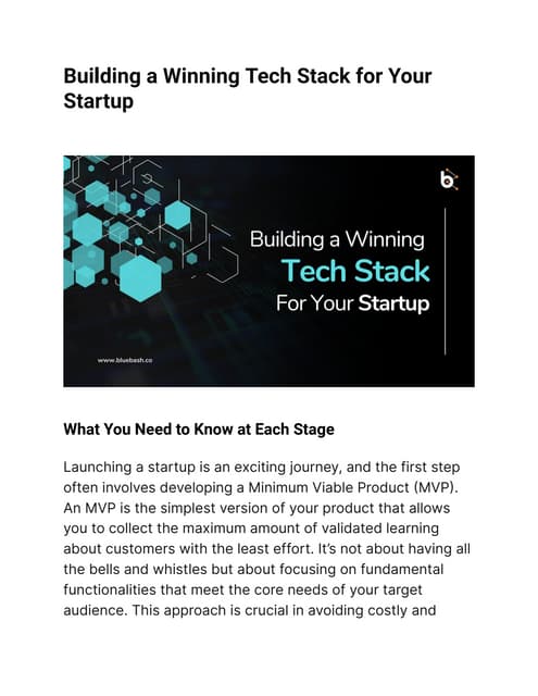 Building a Winning Tech Stack for Your Startup