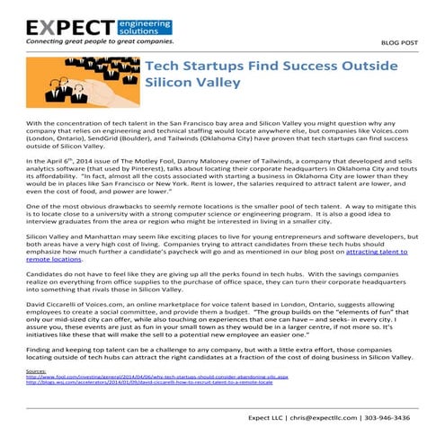 Tech Startups Find Success Outside Silicon Valley