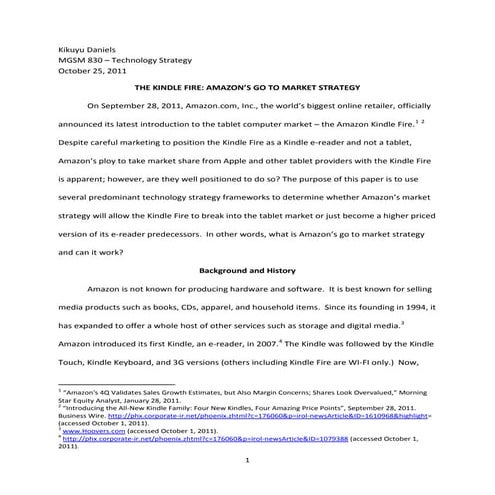 The Kindle Fire: Amazon's Go To Market Strategy (2011)