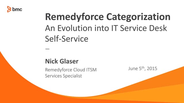3.	ITIL Categorization for Remedyforce- An Evolution into Service Desk Self S...