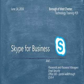 Tech training 19   Skype for Business