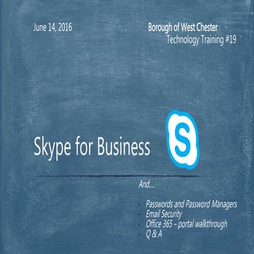 Tech training 19   Skype for Business