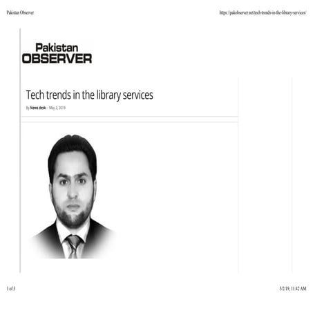 Tech trends in the library services by Abid Hussain Library Officer