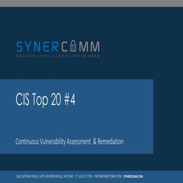 SynerComm's Tech TV  series CIS Top 20 Critical Security Controls #4