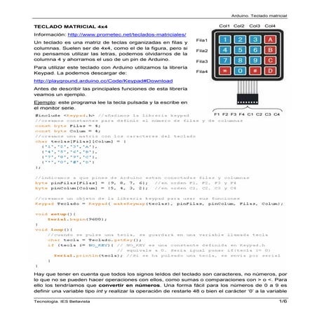 Arduino: Teclado matricial