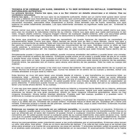 Tecnica n°030 cerrar los ojos, observe a tu ser interior en detalle. comprend...