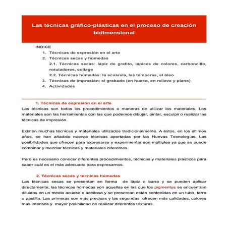 Tecnicas artísticas