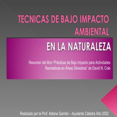 Tecnicas de bajo impacto ambiental