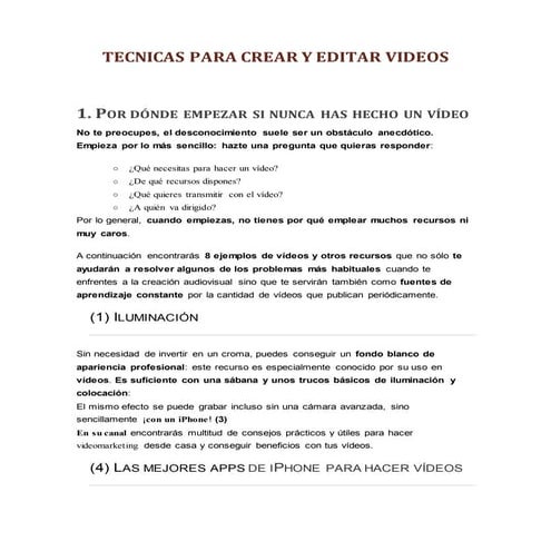 Técnicas para crear un vídeo 