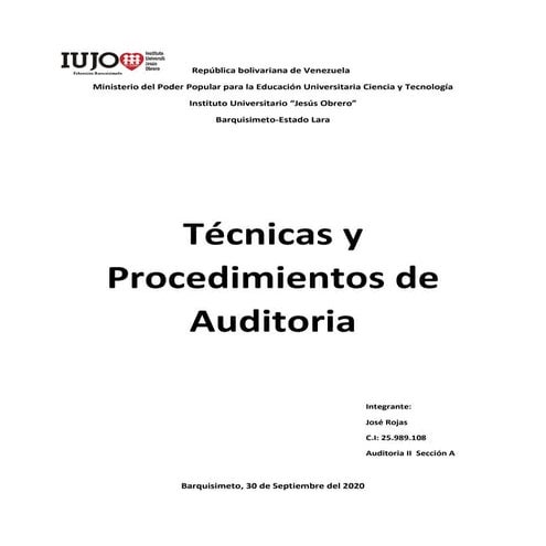 Técnicas y procedimientos de Auditoria | PDF