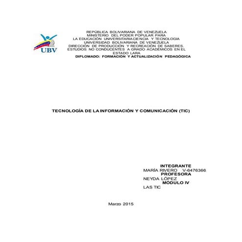 TECNOLOGÍA DE LA INFORMACIÓN Y COMUNICACIÓN (TIC)